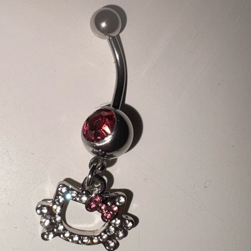 Hello Kitty Silver and Pink Belly Ring
